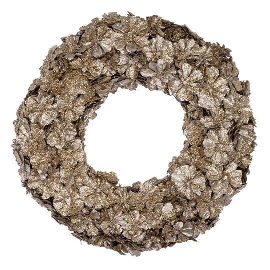 Northlight; Northlight Glittered Pinecones Small Artificial Christmas Wreath - 12" - Gold - Unlit; Category:Decorated Wreaths; Image:1